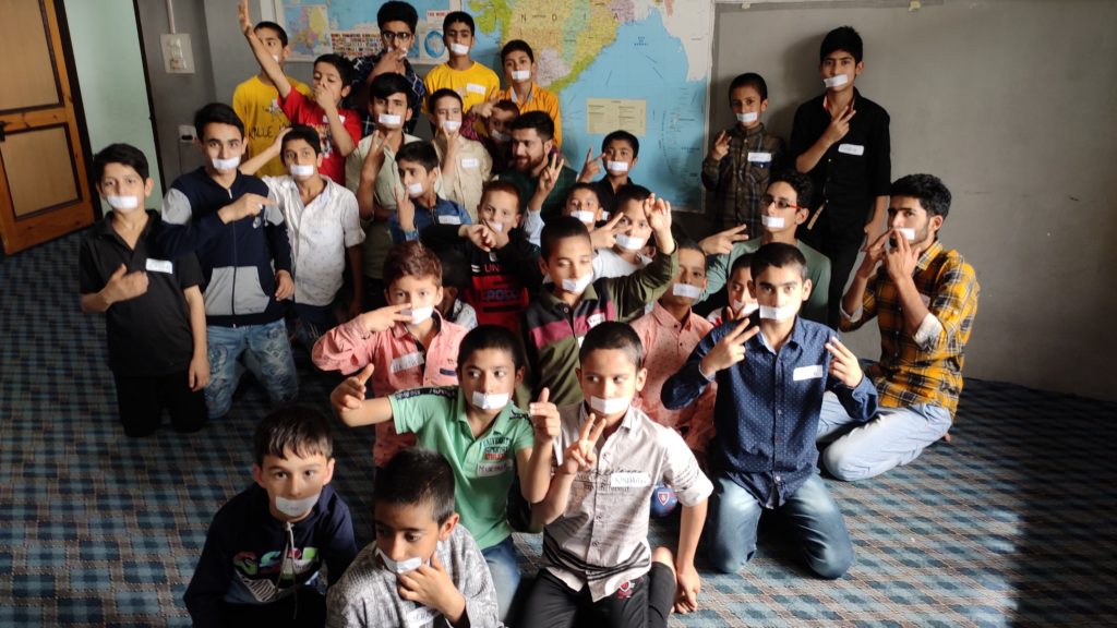 Chidren from Chinar Home participating in an exercise as a part of the workshop